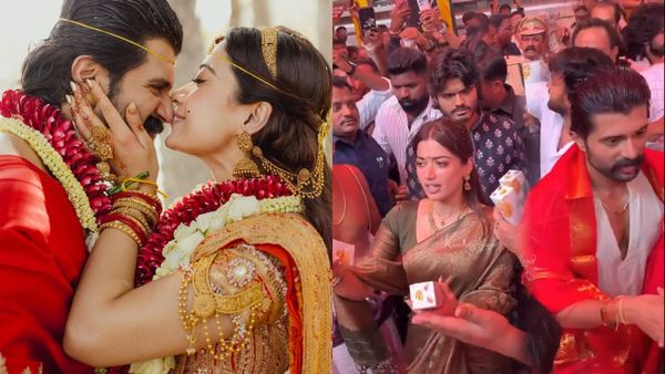 எங்க கல்யாணத்தை நாடே கொண்டாடனும்.. ரசிகர்களுக்கு இனிப்பு வழங்கிய விஜய் - ராஷ்மிகா மந்தனா