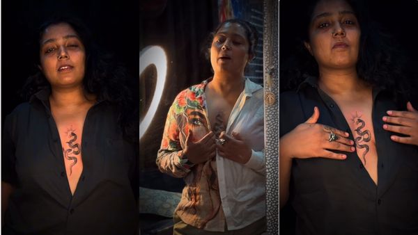மார்புக்கு மத்தியில் மிரட்டலான டாட்டூ.. சட்டையைத் திறந்து போல்ட் போஸ் கொடுத்த எதிர்நீச்சல் காயத்ரி!