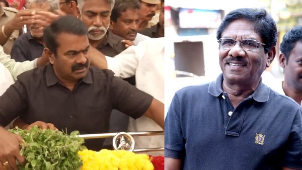 பாசத்திற்குரிய பாரதிராஜாவுக்கு பாச முத்தம் கொடுத்து.. புலிக்கொடி போர்த்தி வீரவணக்கம் செலுத்திய சீமான்