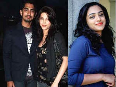 సిద్దార్థ - శృతి హాసన్ ల గుట్టు రట్టు చేసిన నిత్యామీనన్....!?