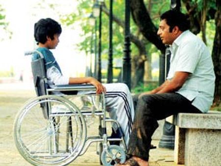 పూరి తనయుడి ఫస్ట్ లుక్, వీల్ చైర్లో..