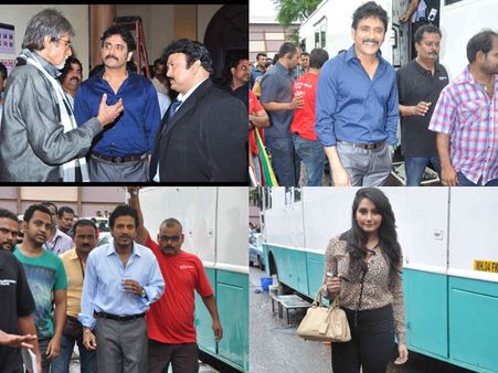 ఫోటోలు : షూటింగులో నాగ్, అమితాబ్, ప్రభు