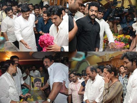 శ్రీహరికి నివాళి...దాసరి, చిరు, ఎన్టీఆర్, చరణ్ కంటతడి(ఫోటోలు)