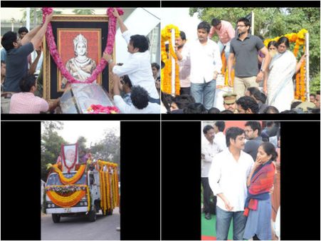 అక్కినేని భౌతిక ఖాయం తరలిస్తూ నాగార్జున...(ఫోటోలు)