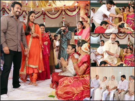 చిరు, భార్యతో ఎన్టీఆర్ @ AD నిర్మాత కుతూరు పెళ్లి (ఫోటోలు)