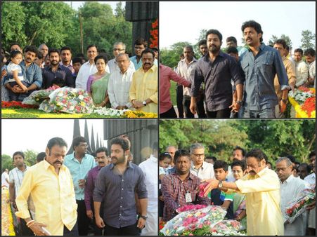 అన్నగారి ఫ్యామిలీ, చేతిలో చేయ్యేసి ఎన్టీఆర్-కళ్యాణ్ రామ్ (ఫోటోలు)