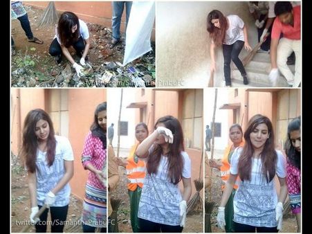 స్వచ్చ్ భారత్: చీపురు పట్టిన సమంత (ఫోటోస్)