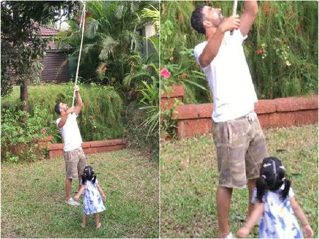 కూతురు కోసం...‌: మామిడికాయలు కోసిన స్టార్ హీరో (ఫొటో)