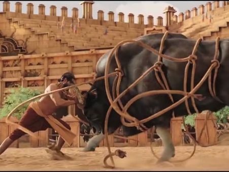 ‘బాహుబలి’ బుల్‌ఫైట్ సీన్ గ్రాఫిక్స్ (మేకింగ్ వీడియో)