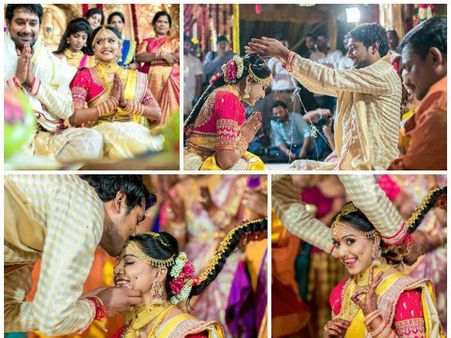 తాళి కట్టగానే ముద్దు పెట్టాడు, హీరో వరుణ్ సందేశ్ పెళ్లి వేడుక...( ఫోటోస్)