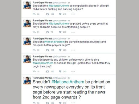 వర్మ మళ్ళీ ట్వీటుకున్నాడు... జాతీయగీతం విషయంలో సుప్రీం నిర్ణయాన్ని ఇలా....