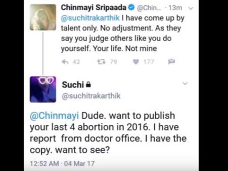 పెళ్లికి ముందు నాలుగు అబార్షన్ లు, తెలుగు సింగర్ చిన్మయి మీదే దారుణ ట్వీట్