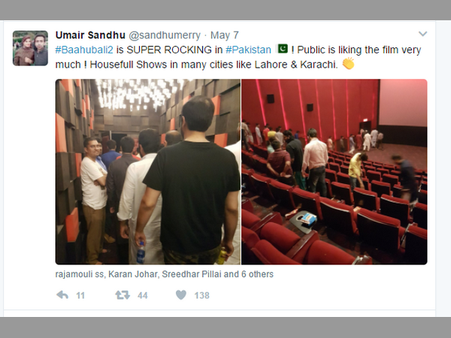పాకిస్థాన్ లోనూ బాహుబలి హౌస్ ఫుల్ : ఫొటో పెట్టిన ఉమైర్ సంధూ