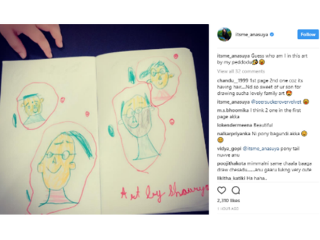 నేనెక్కడున్నాను?: కొడుకు వేసిన బొమ్మతో ప్రేక్షకులకి టెస్ట్ పెట్టిన అనసూయ