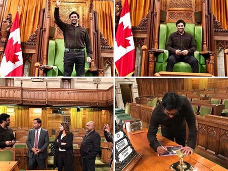 కెనడా స్పీకర్ చైర్లో మన హీరో: సినిమా షూటింగ్ కాదు నిజమే