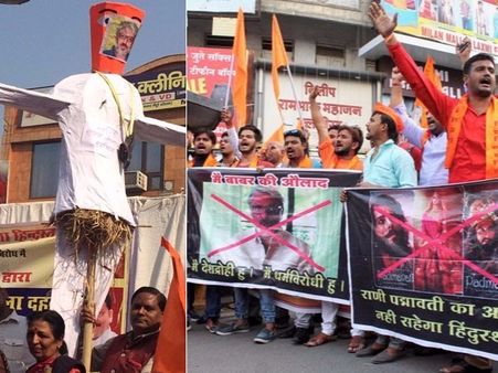 చెప్పులతో కొట్టి.. భన్సాలీ దిష్టిబొమ్మ దగ్ధం.. ఢిలీకి పద్మావతి సెగ.. రెచ్చిపోయిన కార్యకర్తలు