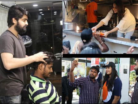 అభాగ్యుల కోసం కూలీలుగా.. దోశెలు వేసిన రకుల్.. బంక్‌లో అనుష్క.. సెలూన్‌లో నాగశౌర్య