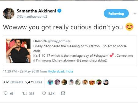 చైతూ టాటూకు అర్థం చెప్పిన అభిమాని, సమంత ఆశ్చర్యం!