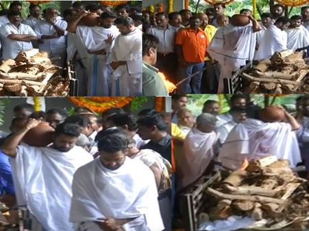 పొంగుకొచ్చిన దు:ఖం.. దిగమింగుకొన్న ఎన్టీఆర్, కల్యాణ్ రాం.. హరికృష్ణ అంత్యక్రియలు పూర్తి