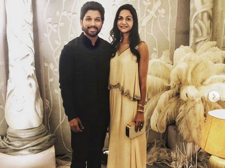 మతిపోగొడుతున్న లుక్: భార్యతో కలిసి అల్లు అర్జున్ పార్టీలో...