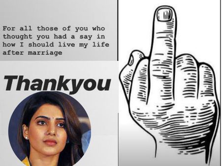 మిడిల్ ఫింగర్ చూపిస్తూ.... తనను తిట్టిన అందరికీ షాకిచ్చిన సమంత!