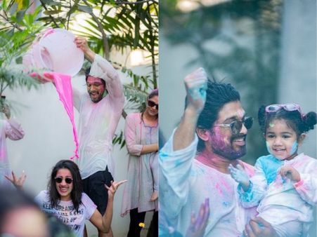 రంగుల్లో తడిసి ముద్దైన అల్లు అర్జున్.. నిహారిక, ఫ్యామిలీతో జోష్‌గా హోళీ!