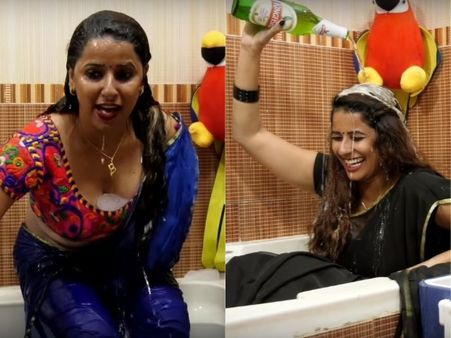 హాట్ తెలుగు యాంకర్ బీర్ ఛాలెంజ్, ఐస్ ముక్కలతో కొత్త ప్రయోగం!