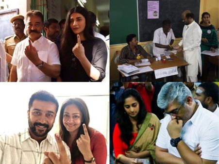 తమిళనాట ఓట్ల పండగ: ఓటు వేసిన రజనీ, కమల్, విజయ్, సూర్య, కార్తి!