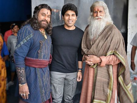 సెట్స్‌పై ఇద్దరు మెగాస్టార్లతో అల్లు వారబ్బాయి.. షాకింగ్ లుక్ వైరల్