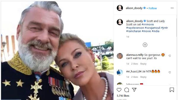 RRR సెట్‌లో హాలీవుడ్ నటుల హంగామ.. జంటగా ఫోజిచ్చిన ఫొటో వైరల్