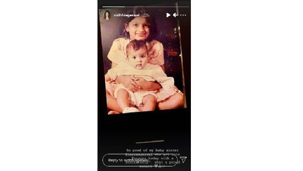 చెల్లిని చూసి గర్వపడుతోన్న ఇస్మార్ట్ బ్యూటీ.. నిధి అగర్వాల్ పోస్ట్ వైరల్