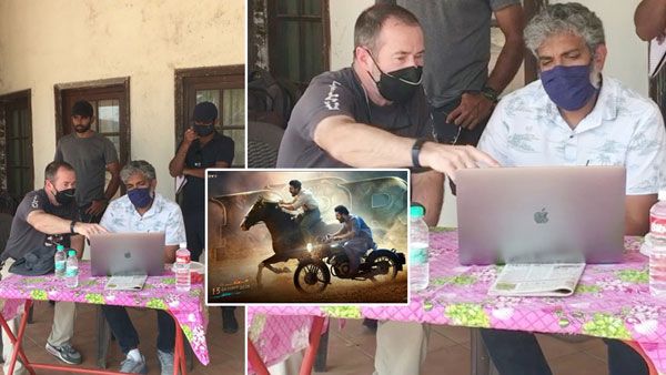 RRR సెట్లో హాలీవుడ్ స్టంట్ డైరెక్టర్.. రాజమౌళితో కలిసి యాక్షన్ సీన్లకు స్కెచ్.. వీడియో వైరల్