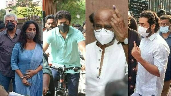 TN elections: ఓటు వేసిన స్టార్ హీరోలు.. సైకిల్‌పై వచ్చిన విజయ్.. రజనీకాంత్, సూర్య, అజిత్ ఇలా..