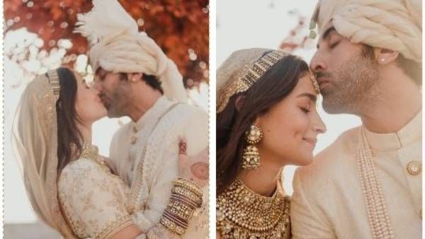Alia Bhatt wedding Ranbir Kapoor పెళ్లి తర్వాత ముద్దుల్లో మునిగిన దంపతులు.. చీర్స్ కొడుతూ హ్యాపీగా..