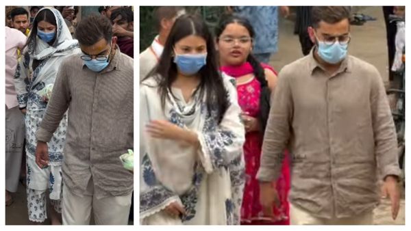 VIDEO: फिर प्रेमानंद महाराज से मिलने पहुंचे विराट अनुष्का, नंगे पैर की यात्रा फिर दहलीज पर रखा माथा 