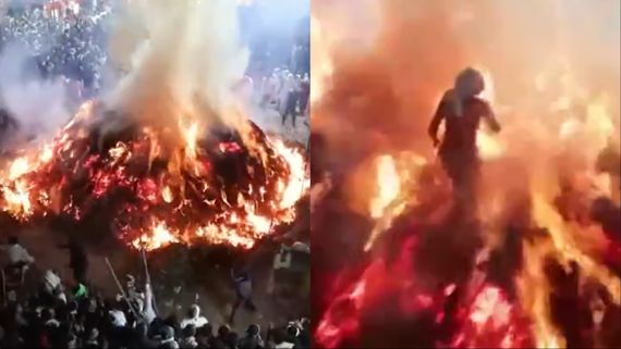 Viral Video: 45 दिन भूखे रहकर जलती होलिका के बीच कूदा शख्स, खतरनाक परंपरा देख लोगों की अटकी सांसें!  