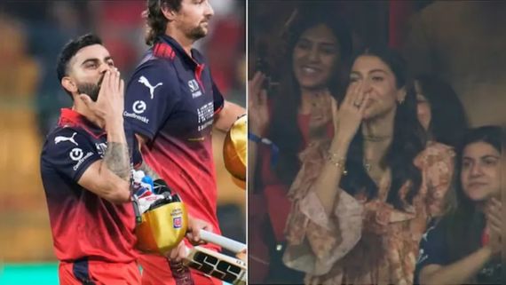 विराट कोहली के मैदान पर उतरते ही बरसे Flying Kiss, इस बार लोगों का लगा विराट-अनुष्का का सब ड्रामा