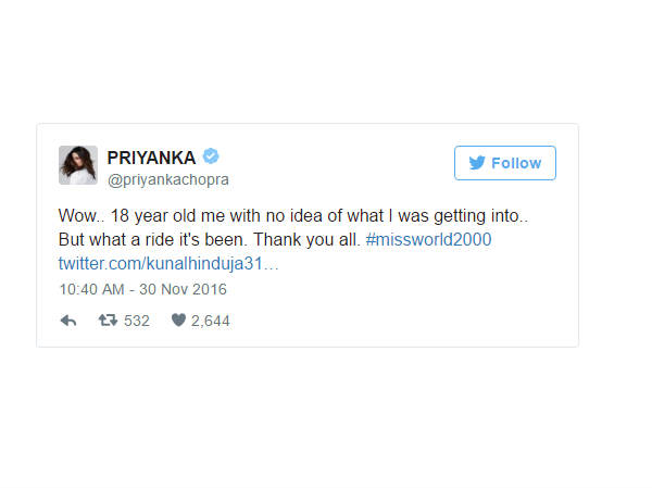 16 years Priyanka Chopra miss world
