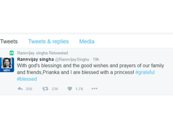 Rannvijay Singh becomes proud father of a BABY-GIRL