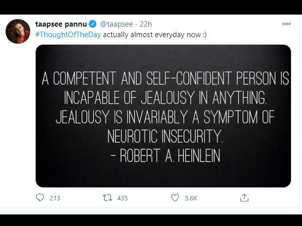 तापसी पन्नू ने तंज कसते हुए लिखा 