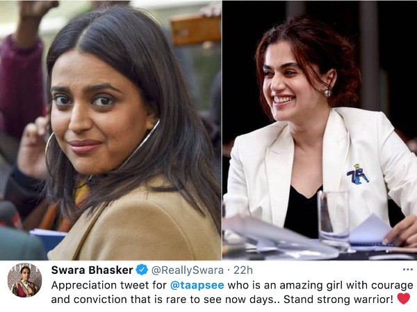 स्वरा भास्कर ने दिया साथ स्वरा भास्कर ने दिया साथ