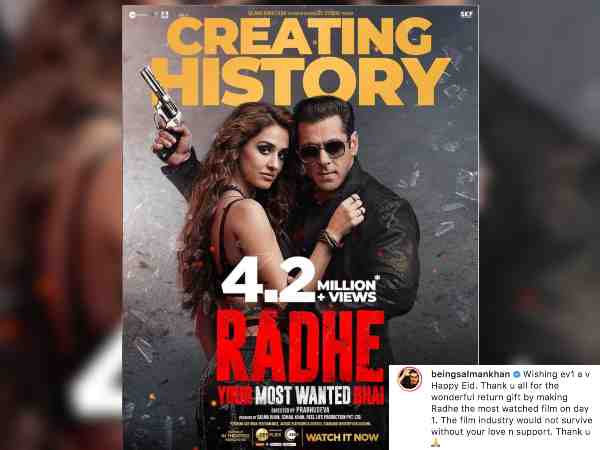 salman-khan-s-radhe-creates-history-on-day-1-thank-fans-for-most-viewed-film salman-khan-s-radhe-creates-history-on-day-1-thank-fans-for-most-viewed-film