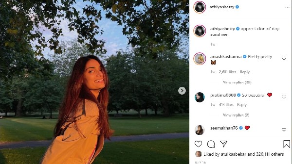 अथिया शेट्टी इंग्लैंड फोटो पर अनुष्का का कमेंट