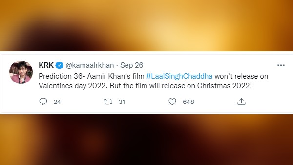  KRK Prediction Aamir Khan Laal Singh Chaddha