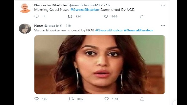 स्वरा भास्कर को एनसीबी का नोटिस