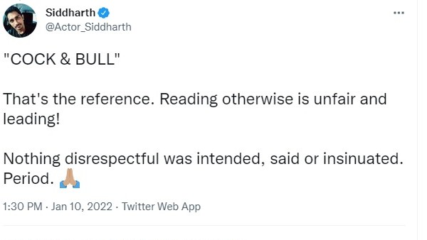 सिद्धार्थ ने अपने इस पोस्ट पर सफाई भी दी