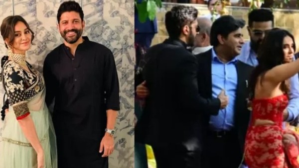 शिबानी ने लाल रंग का गाउन पहन रखा 