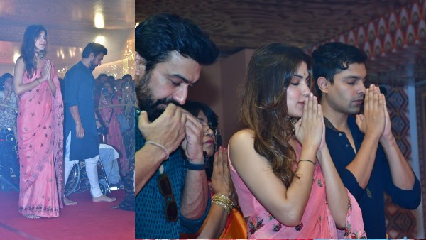 rhea-chakraborty-durga-puja-pics-visit-pandal-with-brother-showik-chakraborty-looks-radiant-in-saree rhea-chakraborty-durga-puja-pics-visit-pandal-with-brother-showik-chakraborty-looks-radiant-in-saree