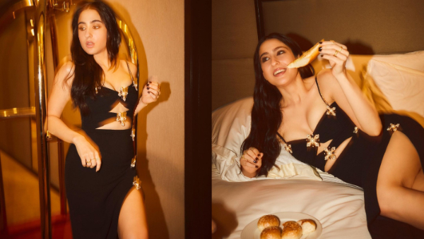 बिस्तर पर लेटकर दिया बोल्ड पोज