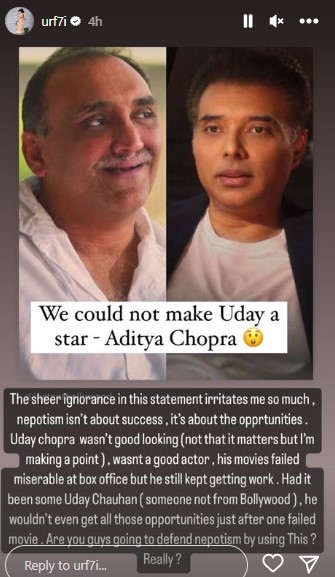 Urfi Javed Statement On Aditya Chopra
